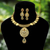 Maroon & Green Color Matte Gold Oxidised Necklace Set (TPLN179MG)