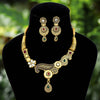 Maroon & Green Color Matte Gold Oxidised Necklace Set (TPLN181MG)