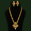 Maroon & Green Color Matte Gold Temple Necklace Set (TPLN216MG)