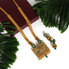 Green Color Matte Gold Temple Necklace Set (TPLN217GRN)