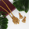 Maroon Color Matte Gold Temple Necklace Set (TPLN218MRN)