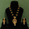 Green Color Matte Gold Necklace Set (TPLN226GRN)