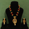 Maroon & Green Color Matte Gold Necklace Set (TPLN226MG)