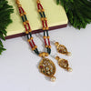 Maroon & Green Color Matte Gold Necklace Set (TPLN226MG)