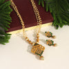 Green Color Matte Gold Necklace Set (TPLN230GRN)