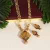 Maroon & Green Color Matte Gold Necklace Set (TPLN230MG)