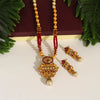 Maroon Color Matte Gold Necklace Set (TPLN232MRN)