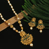 Green Color Matte Gold Necklace Set (TPLN235GRN)