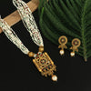 Maroon & Green Color Matte Gold Necklace Set (TPLN237MG)