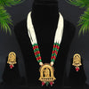 Maroon & Green Color Lord Radha Krishna Matte Gold Temple Necklace Set (TPLN238MG)