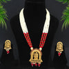 Maroon Color Lord Radha Krishna Matte Gold Temple Necklace Set (TPLN238MRN)
