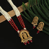 Maroon Color Lord Radha Krishna Matte Gold Temple Necklace Set (TPLN238MRN)