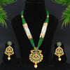 Green Color Matte Gold Necklace Set (TPLN240GRN)