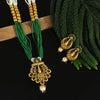 Green Color Matte Gold Necklace Set (TPLN241GRN)