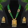 Green Color Matte Gold Necklace Set (TPLN242GRN)