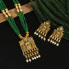Green Color Matte Gold Necklace Set (TPLN242GRN)