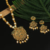 Green Color Matte Gold Necklace Set (TPLN244GRN)