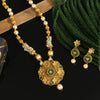 Green Color Matte Gold Necklace Set (TPLN247GRN)