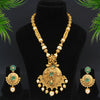 Green Color Matte Gold Necklace Set (TPLN248GRN)