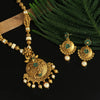 Green Color Matte Gold Necklace Set (TPLN248GRN)