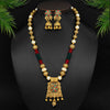 Maroon & Green Color Matte Gold Necklace Set (TPLN249MG)