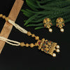 Maroon & Green Color Matte Gold Necklace Set (TPLN251MG)