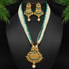 Green Color Matte Gold Necklace Set (TPLN253GRN)