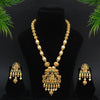 Green Color Lord Radha Krishna Rajwadi Matte Gold Necklace Set (TPLN254GRN)