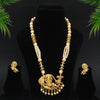 Gold Color Lord Ganesha Rajwadi Matte Gold Necklace Set (TPLN255GLD)