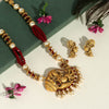 Maroon Color Lord Ganesha Rajwadi Matte Gold Necklace Set (TPLN255MRN)