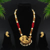 Maroon Color Lord Ganesha Rajwadi Matte Gold Necklace Set (TPLN255MRN)