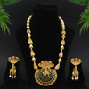Green Color Rajwadi Matte Gold Temple Necklace Set (TPLN256GRN)
