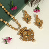 Maroon & Green Color Rajwadi Matte Gold Temple Necklace Set (TPLN257MG)