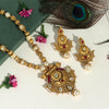 Maroon Color Rajwadi Matte Gold Temple Necklace Set (TPLN257MRN)