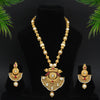 Maroon Color Rajwadi Matte Gold Temple Necklace Set (TPLN257MRN)