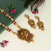 Maroon Color Lord Ganesha Rajwadi Matte Gold Temple Necklace Set (TPLN258MRN)