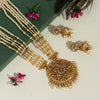 Gold Color Rajwadi Matte Gold Necklace Set (TPLN259GLD)