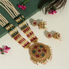Maroon & Green Color Rajwadi Matte Gold Necklace Set (TPLN259MG)