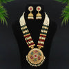 Maroon & Green Color Rajwadi Matte Gold Necklace Set (TPLN259MG)
