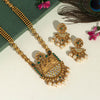 Green Color Rajwadi Matte Gold Temple Necklace Set (TPLN260GRN)