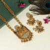 Maroon & Green Color Rajwadi Matte Gold Temple Necklace Set (TPLN260MG)