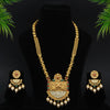 Maroon & Green Color Rajwadi Matte Gold Temple Necklace Set (TPLN260MG)