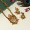 Maroon Color Rajwadi Matte Gold Temple Necklace Set (TPLN260MRN)