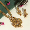 Maroon & Green Color Rajwadi Matte Gold Necklace Set (TPLN261MG)