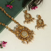 Gold Color Rajwadi Matte Gold Temple Necklace Set (TPLN262GLD)
