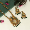 Green Color Rajwadi Matte Gold Necklace Set (TPLN262GRN)