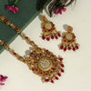Maroon Color Rajwadi Matte Gold Temple Necklace Set (TPLN262MRN)
