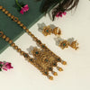 Green Color Rajwadi Matte Gold Temple Necklace Set (TPLN263GRN)