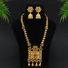 Maroon & Green Color Rajwadi Matte Gold Temple Necklace Set (TPLN263MG)