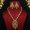 Gold Color Lord Radha Krishna Matte Gold Temple Necklace Set (TPLN268GLD)